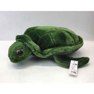 Vintage JLI Green Plush Sea Turtle 1994 The Petting Zoo Realistic Large Eyes 13"